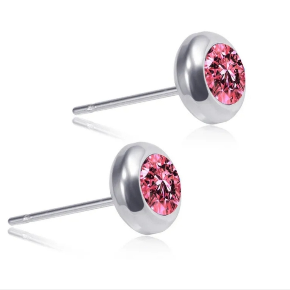 Stainless Steel CZ Stud Earrings for Men & Woman